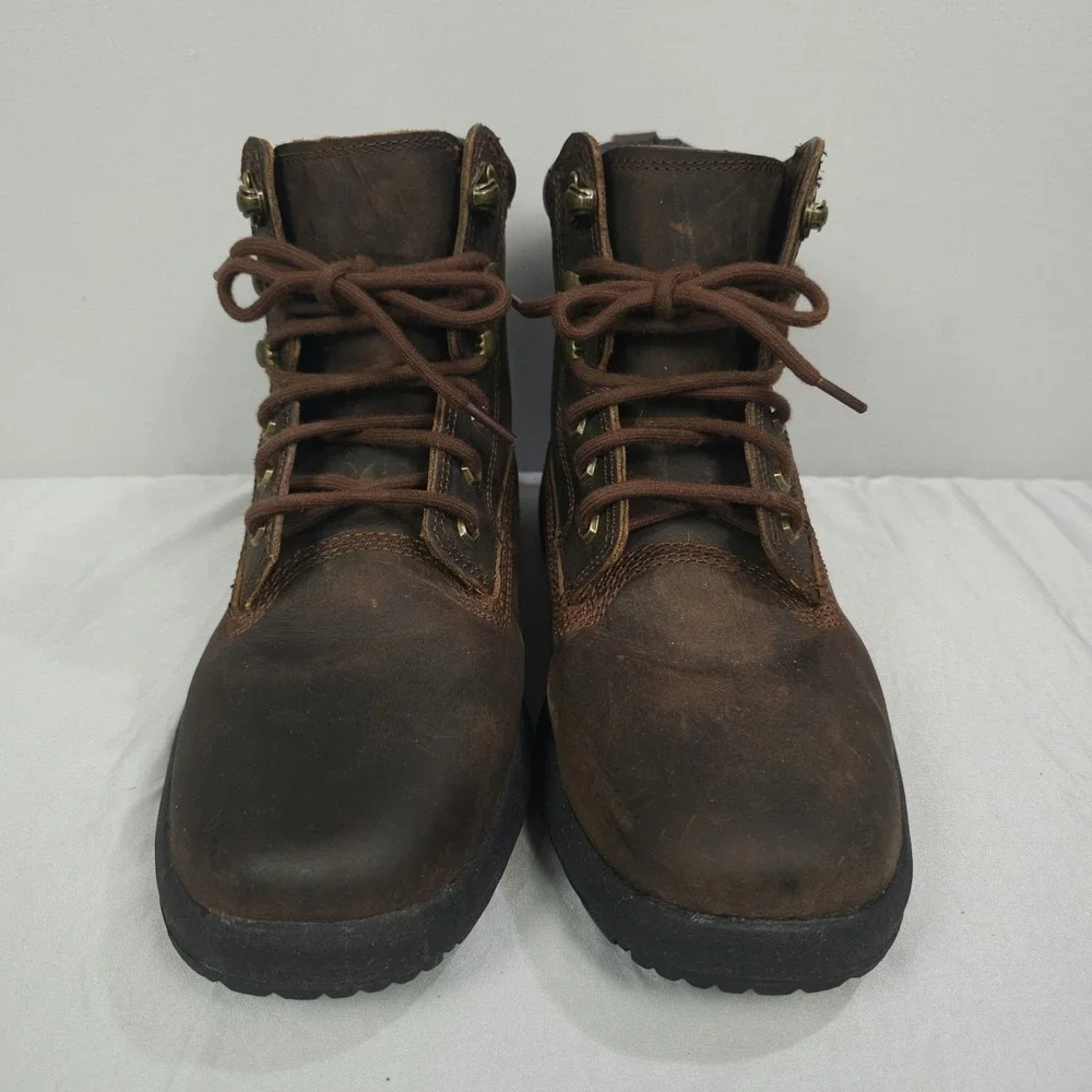 Dr Comfort Boss Boots Men 10.5W Wide Brown Leather Lace-Up Combat Ankle Lace Up